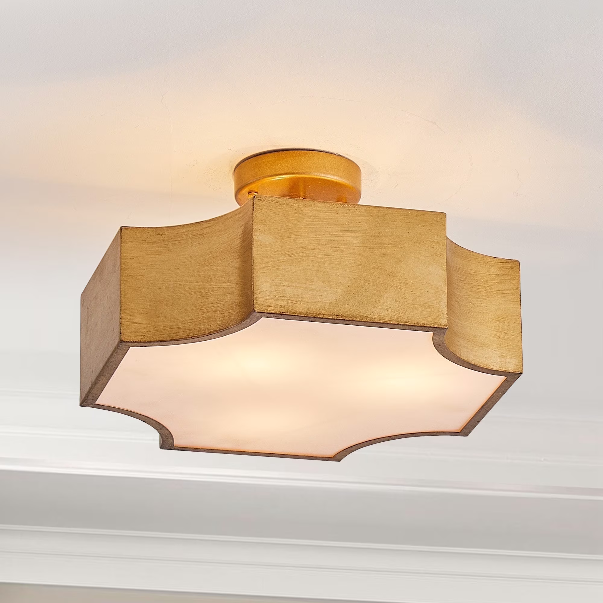 Parrot Uncle 15" W Gold Semi Flush Mount 3-Light Ceiling Light Fixture for Living Room, Bedroom, Dining Room