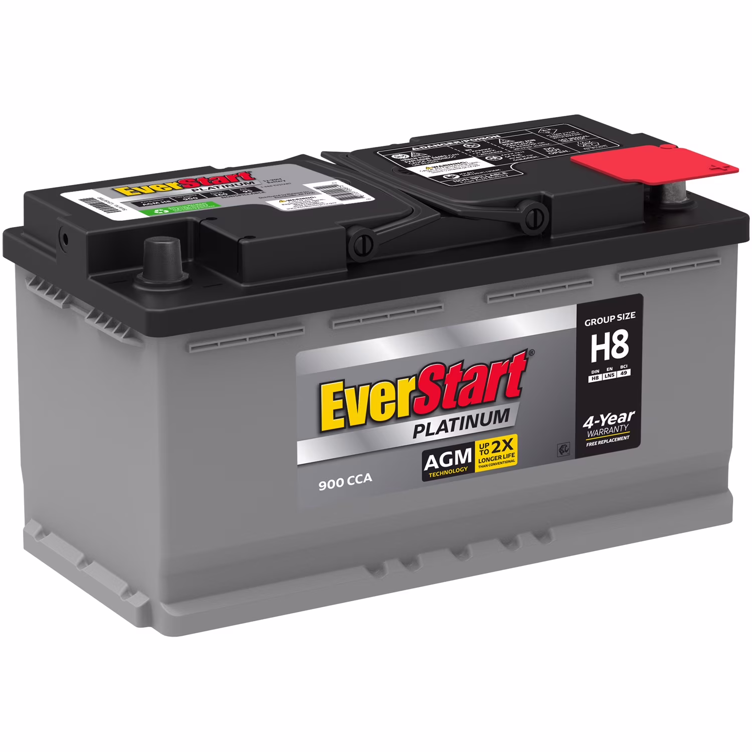 EverStart Platinum AGM Automotive Battery, Group Size H8 / LN5 / 49 12 Volt, 900 CCA