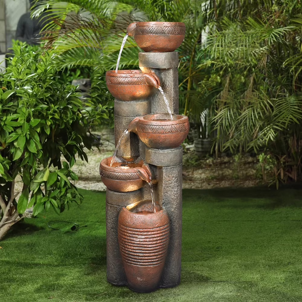 39.7����H 5-Tier Relaxing Outdoor Indoor Garden Water Fountain Decor - for Contemporary Design for Garden, Patio, Deck, Porch, Backyard and Home Art Decor